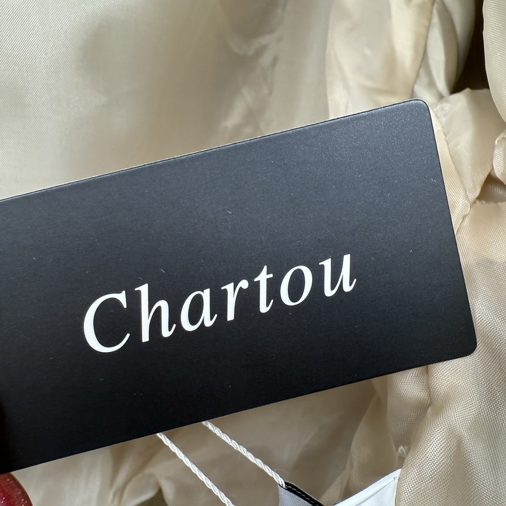 Chartou Cropped Jacket Sz S Beige Button Front Lined NWT Perfect Over Dresses - Picture 5 of 10